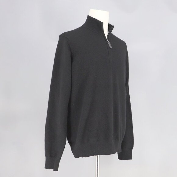 UNIQLO Men's 100% Cashmere Quarter Zip Mock Neck Sweater Black Size XL - Picture 2 of 6